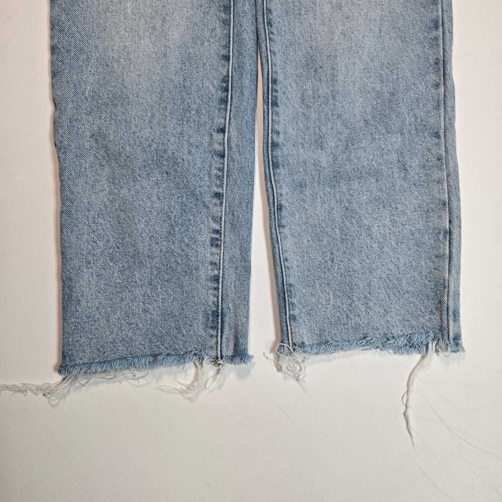 J. Galt Jeans Womens M Blue High Rise Straight Leg Raw Hem Button Fly Denim - Picture 4 of 8